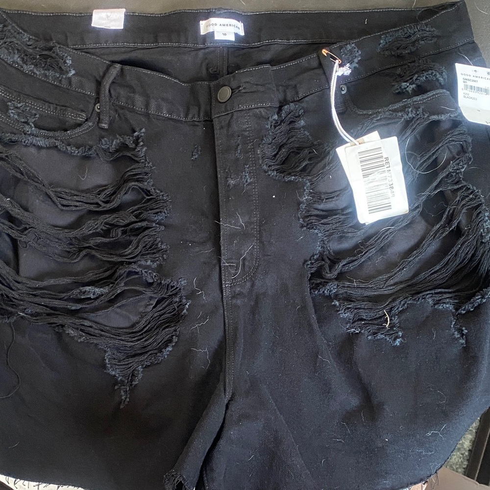 Distressed Black Shorts